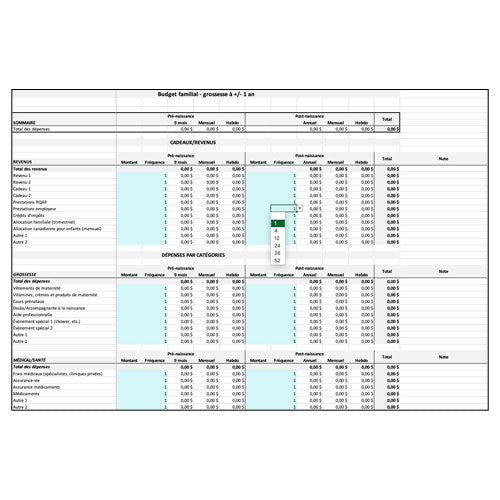 Outil pour créer un premier budget familial